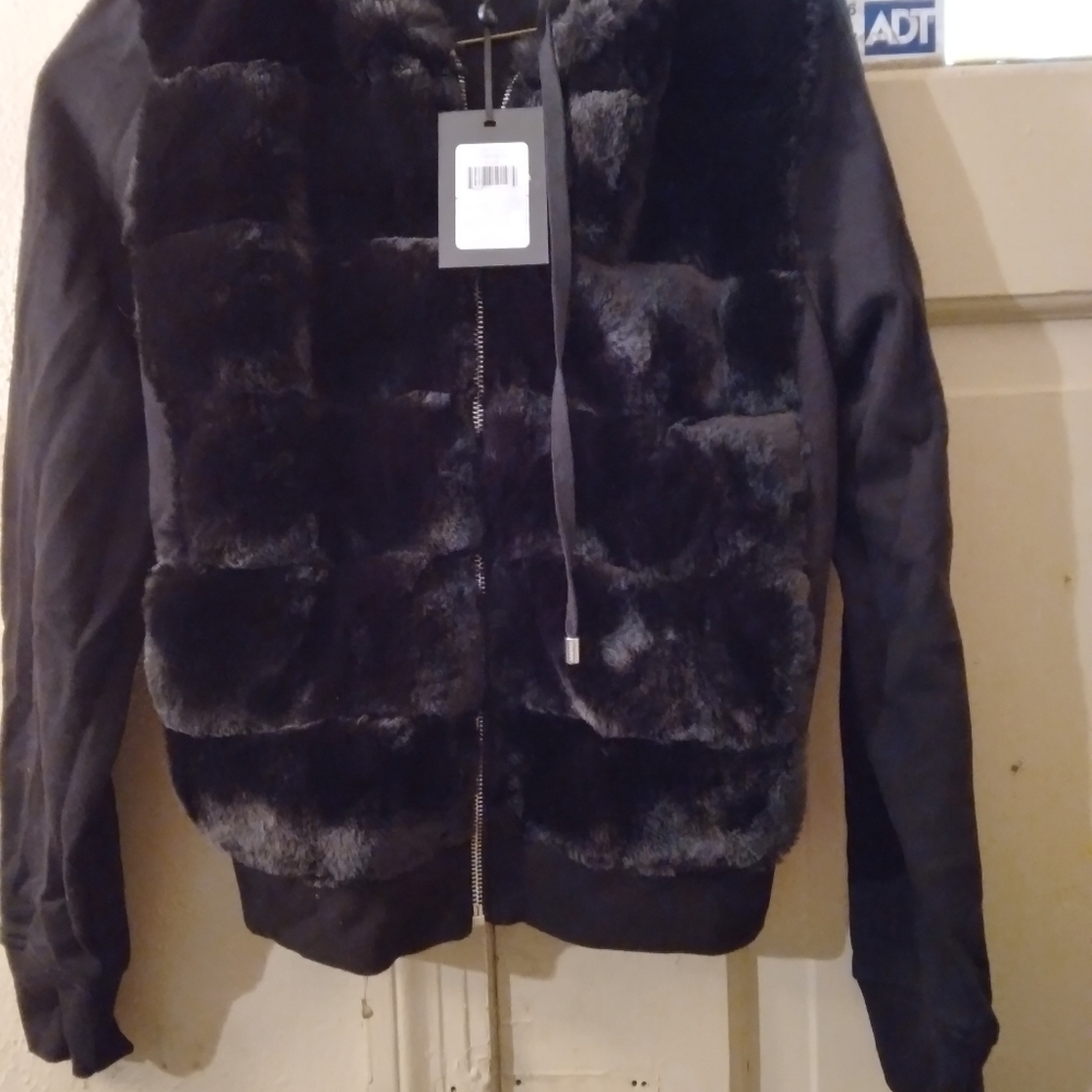 DKNY Faux Fur Jacket XS - Picture 4 of 5